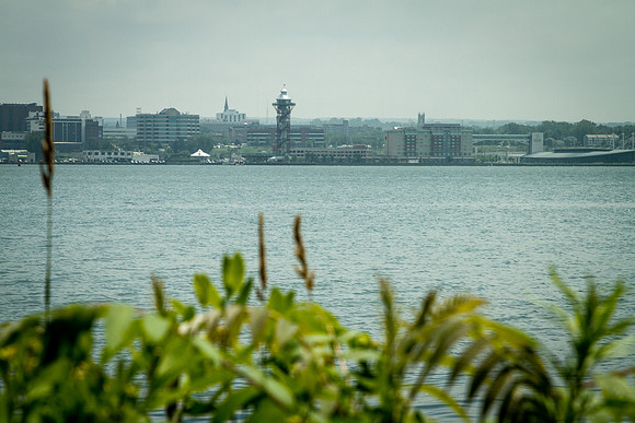 Hazy view of Erie, OH from Presque Island