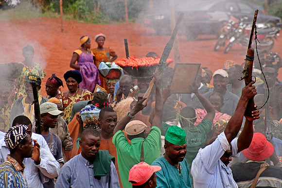 Firing guns at Cameroon Funeral celebration
