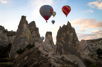 Balloons over chimney rocks