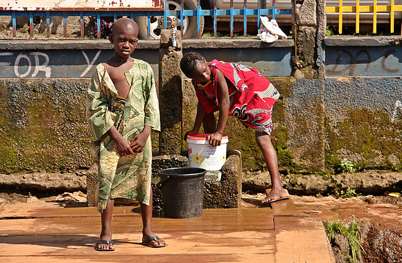 Getting water Freetown, SL