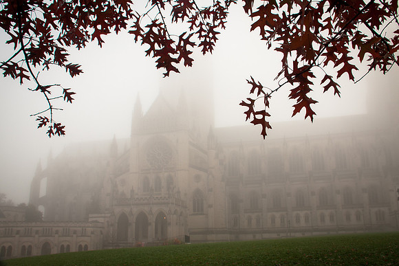 The National Cathedral in the fog